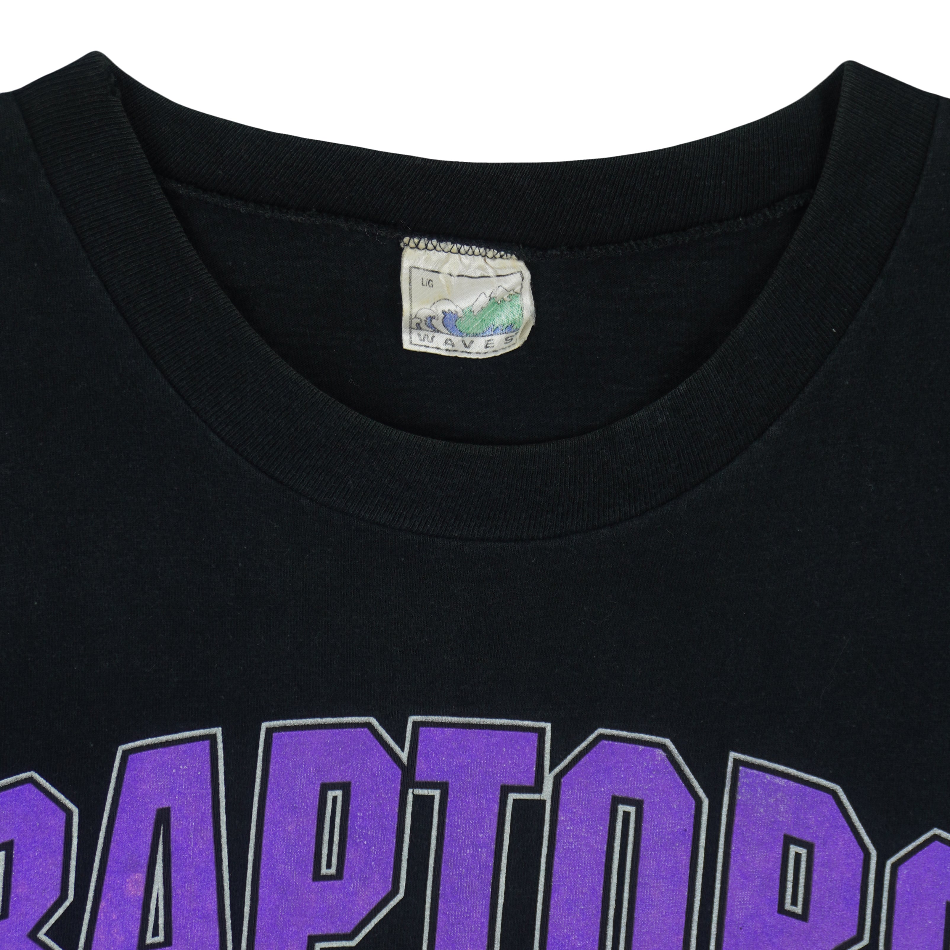 NBA (Waves)- Toronto Raptors Basketball Single Stitch T-Shirt 1995 Large Vintage retro Basketball
