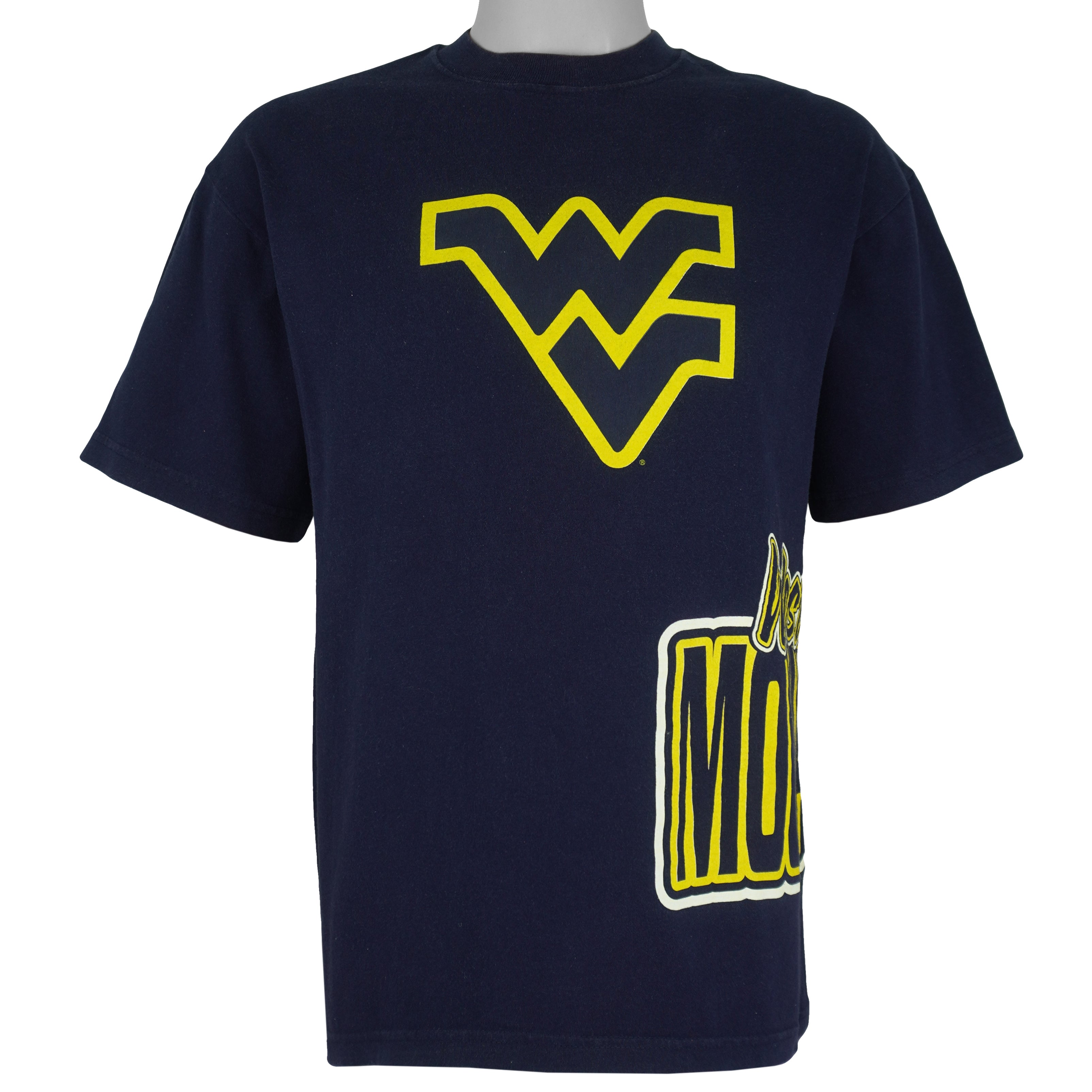 NCAA (NCC) - West Virginia Mountaineers Big Spell-Out T-Shirt 1990s Large Vintage Retro
