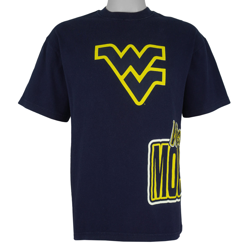 NCAA (NCC) - West Virginia Mountaineers Big Spell-Out T-Shirt 1990s Large Vintage Retro