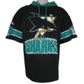 NHL (Apex One) - San Jose Sharks Hockey Hooded Jersey 1990s Medium Vintage Retro Hockey