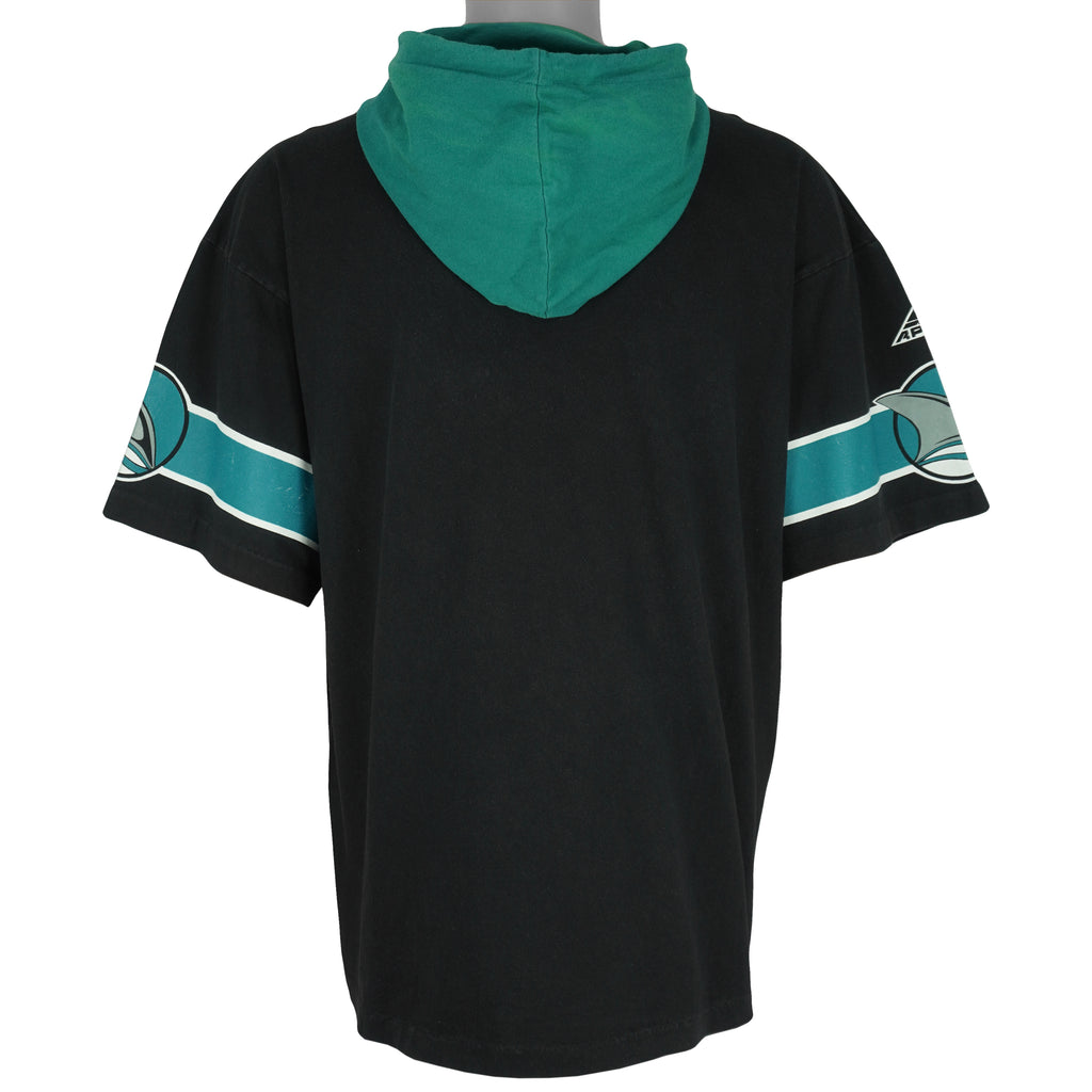 NHL (Apex One) - San Jose Sharks Hockey Hooded Jersey 1990s Medium Vintage Retro Hockey