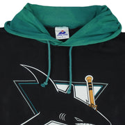 NHL (Apex One) - San Jose Sharks Hockey Hooded Jersey 1990s Medium Vintage Retro Hockey