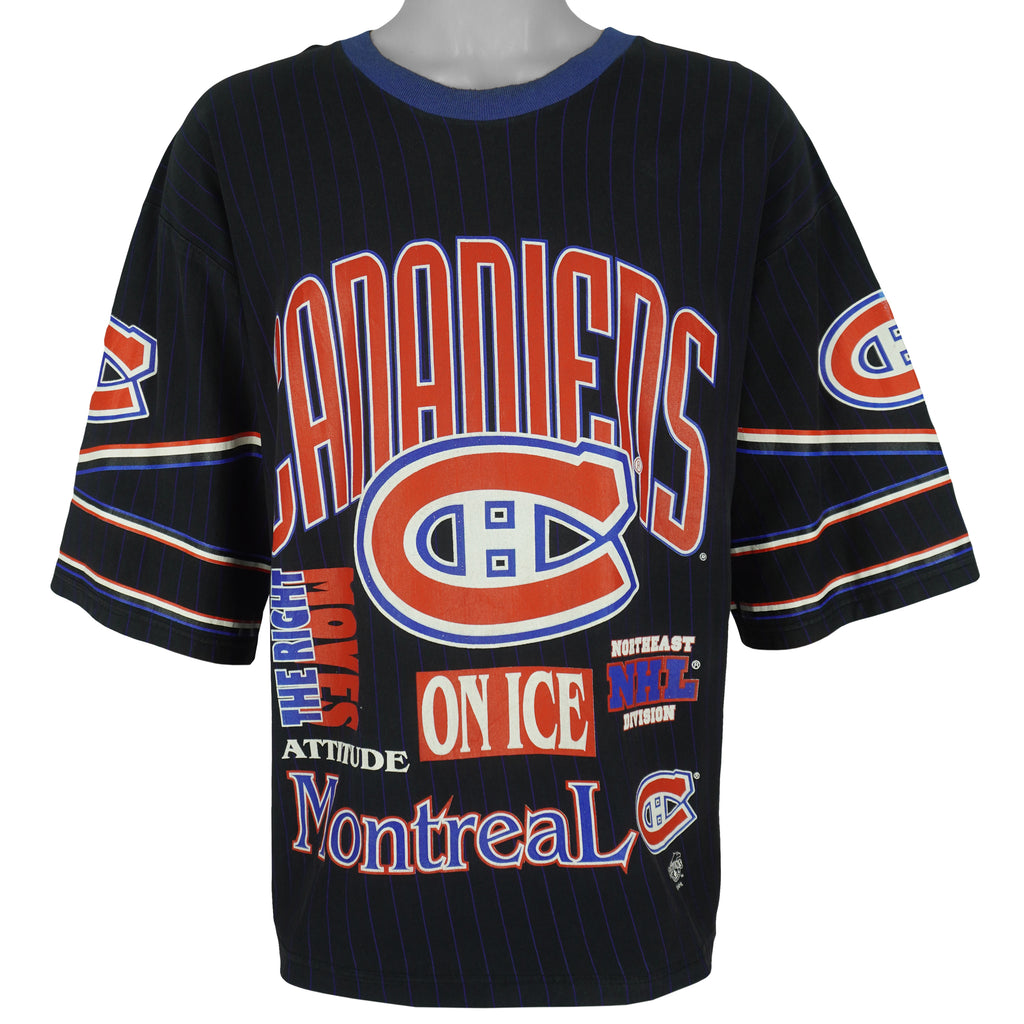 NHL (Ravens) - Montreal Canadiens Attitude On Ice Hockey Jersey 1990s Large Vintage Retro Hockey