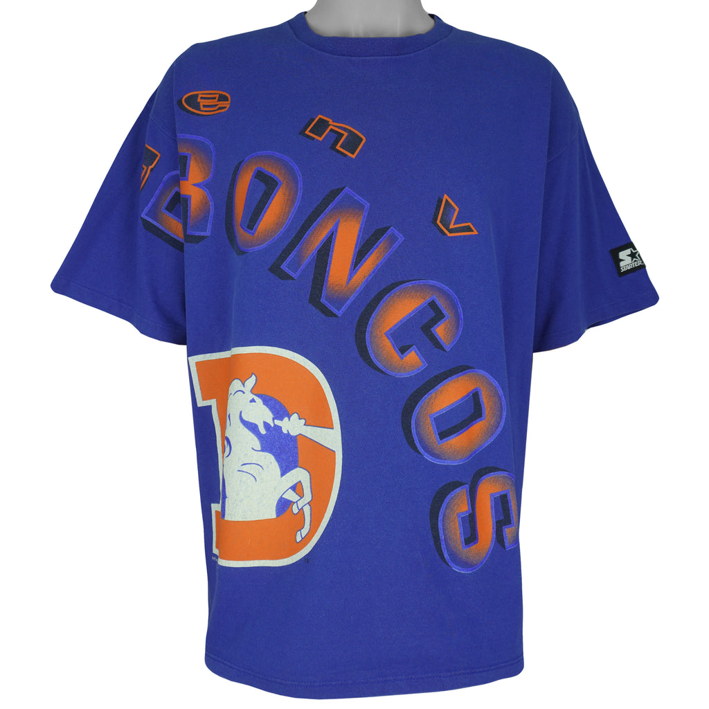 Starter - Denver Broncos Single Stitch T-Shirt 1993 X-Large Vintage Retro Football