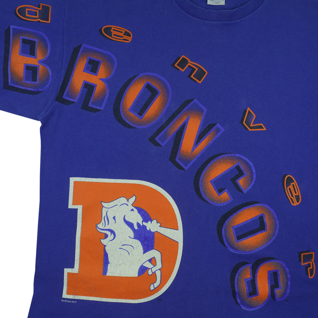 Starter - Denver Broncos Single Stitch T-Shirt 1993 X-Large Vintage Retro Football