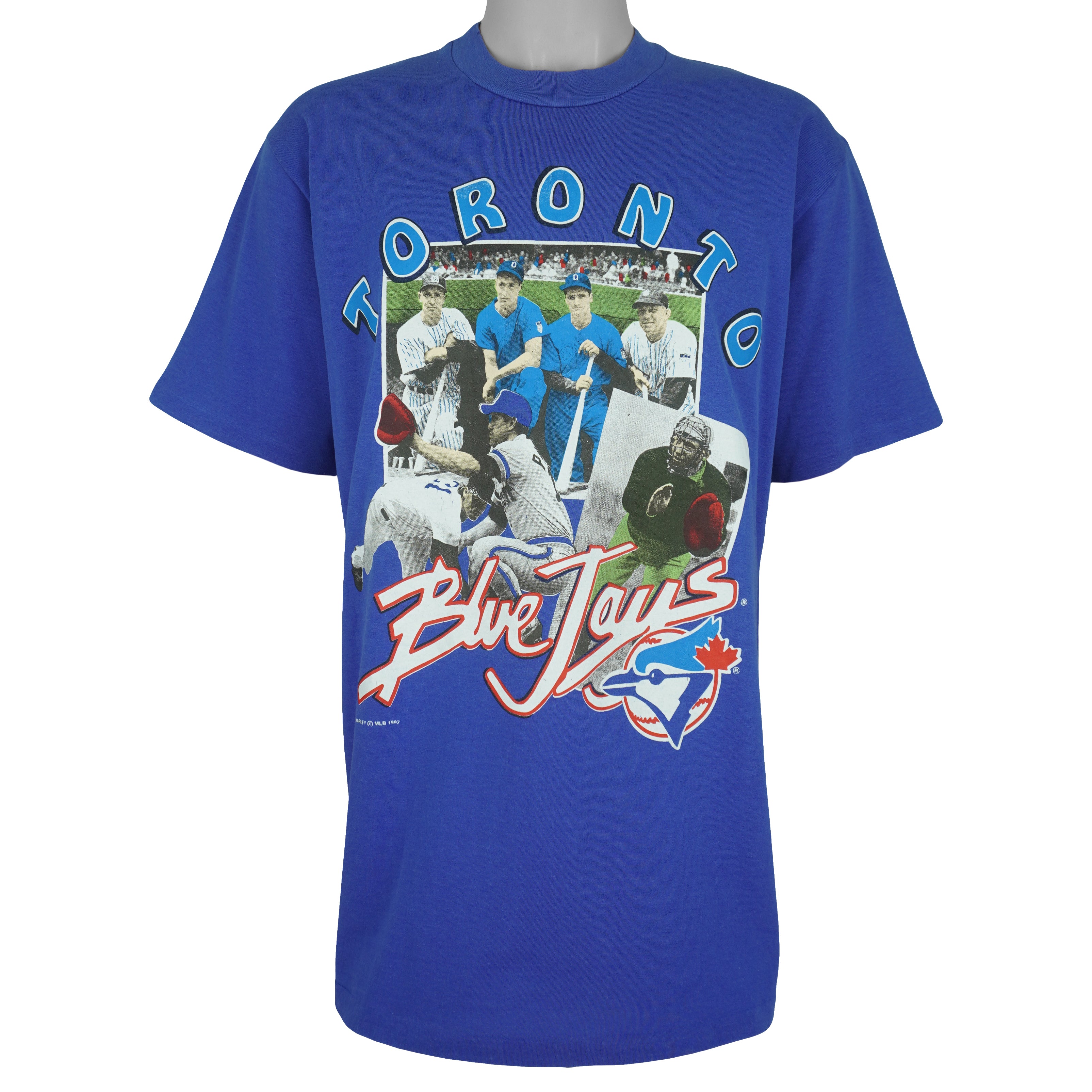 MLB (Harley) - Toronto Blue Jays Players Single Stitch T-Shirt 1992 Large Vintage Retro Baseball