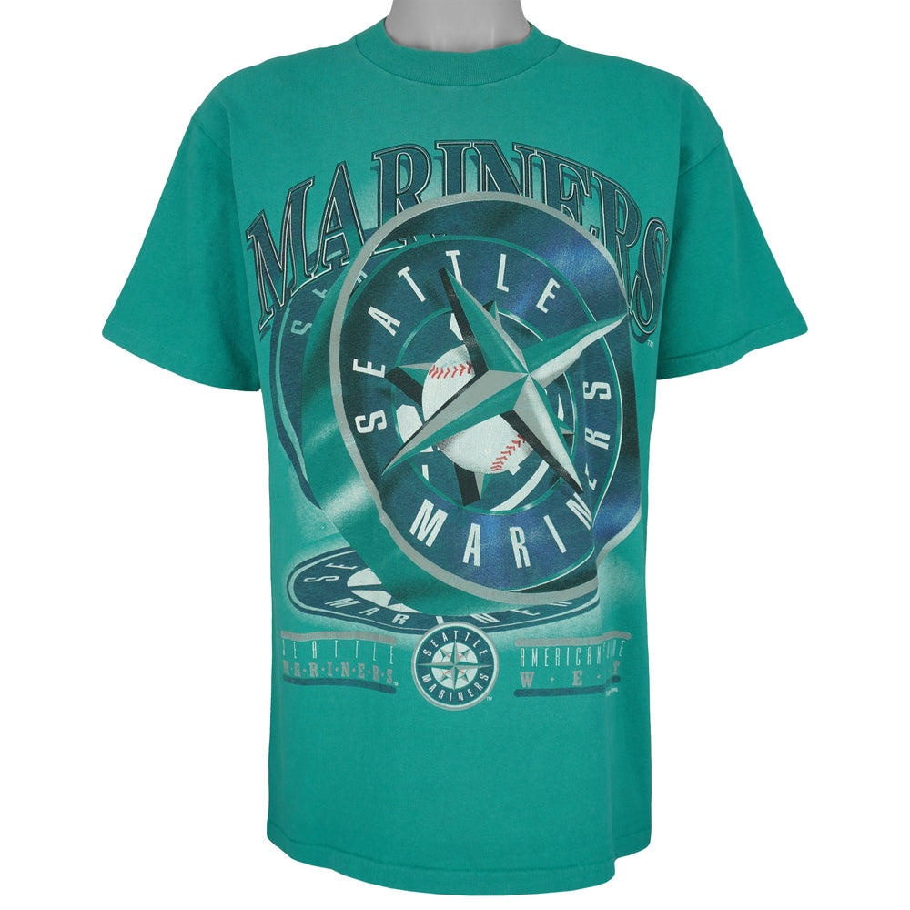 MLB (College Concept) - Seattle Mariners Single Stitch T-Shirt 1996 Large Vintage Retro Baseball
