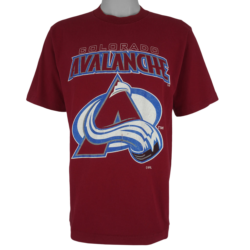 NHL (Logo 7) - Colorado Avalanche Single Stitch T-Shirt 1990s Large Vintage Retro Hockey