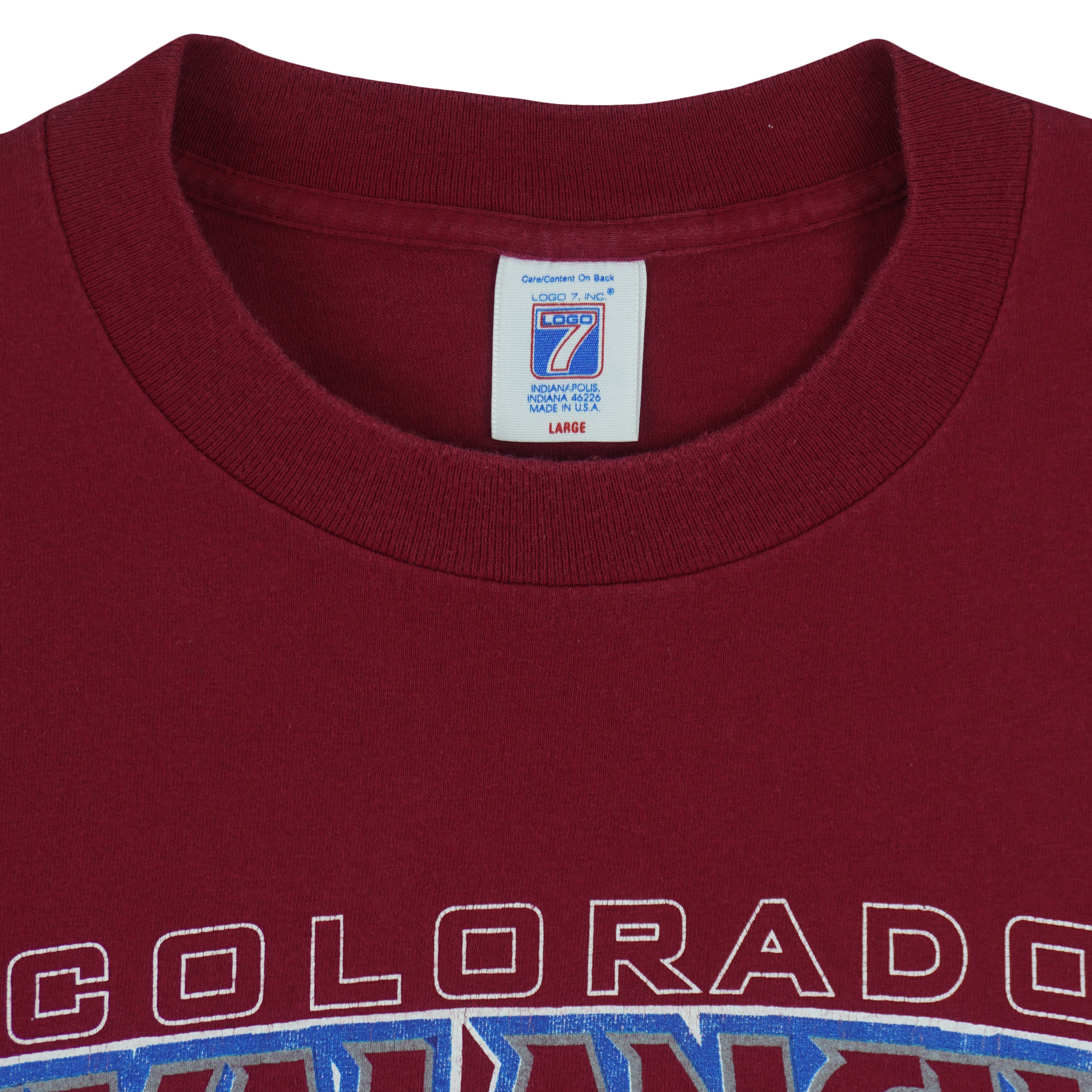 NHL (Logo 7) - Colorado Avalanche Single Stitch T-Shirt 1990s Large Vintage Retro Hockey