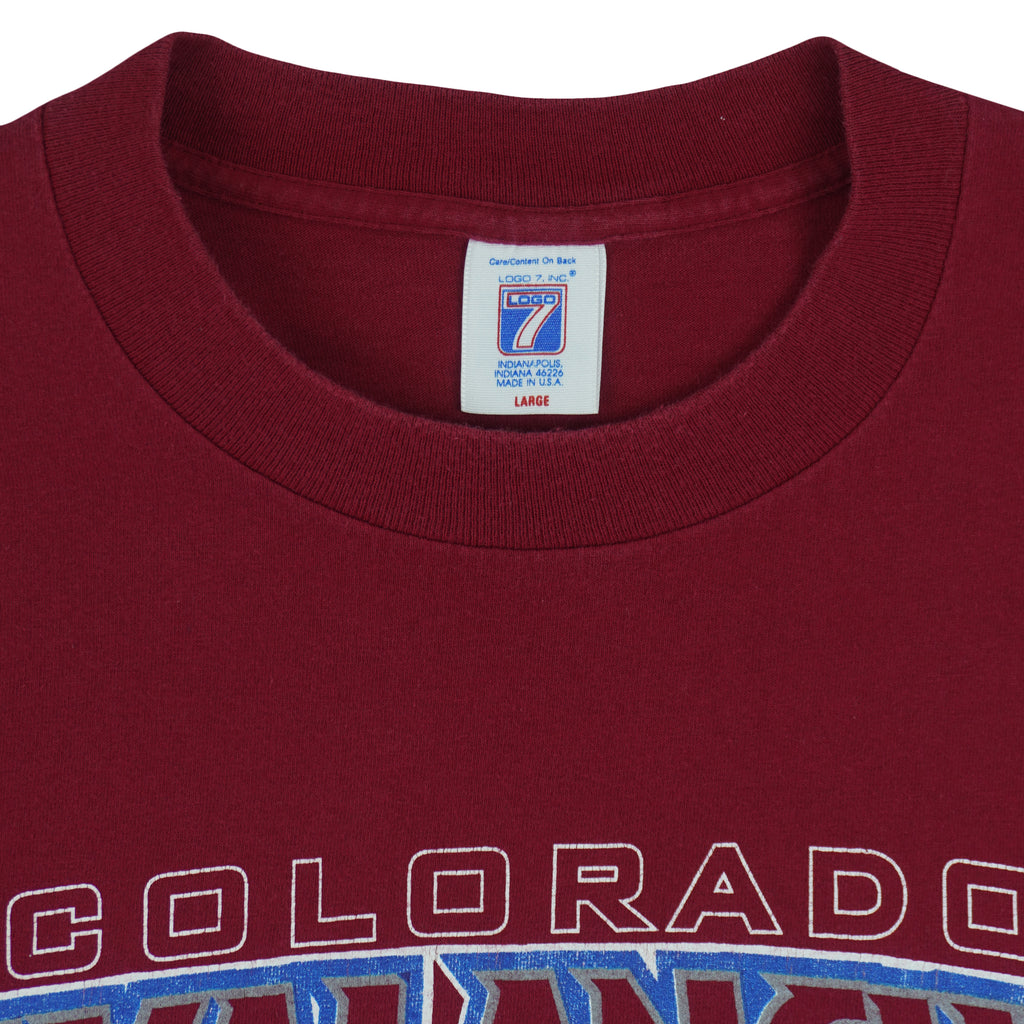 NHL (Logo 7) - Colorado Avalanche Single Stitch T-Shirt 1990s Large Vintage Retro Hockey