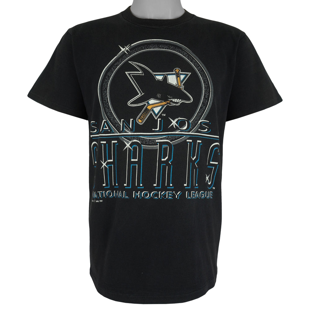 NHL (Logo 7) - San Jose Sharks National Hockey League T-Shirt 1992 Medium Vintage Retro Hockey