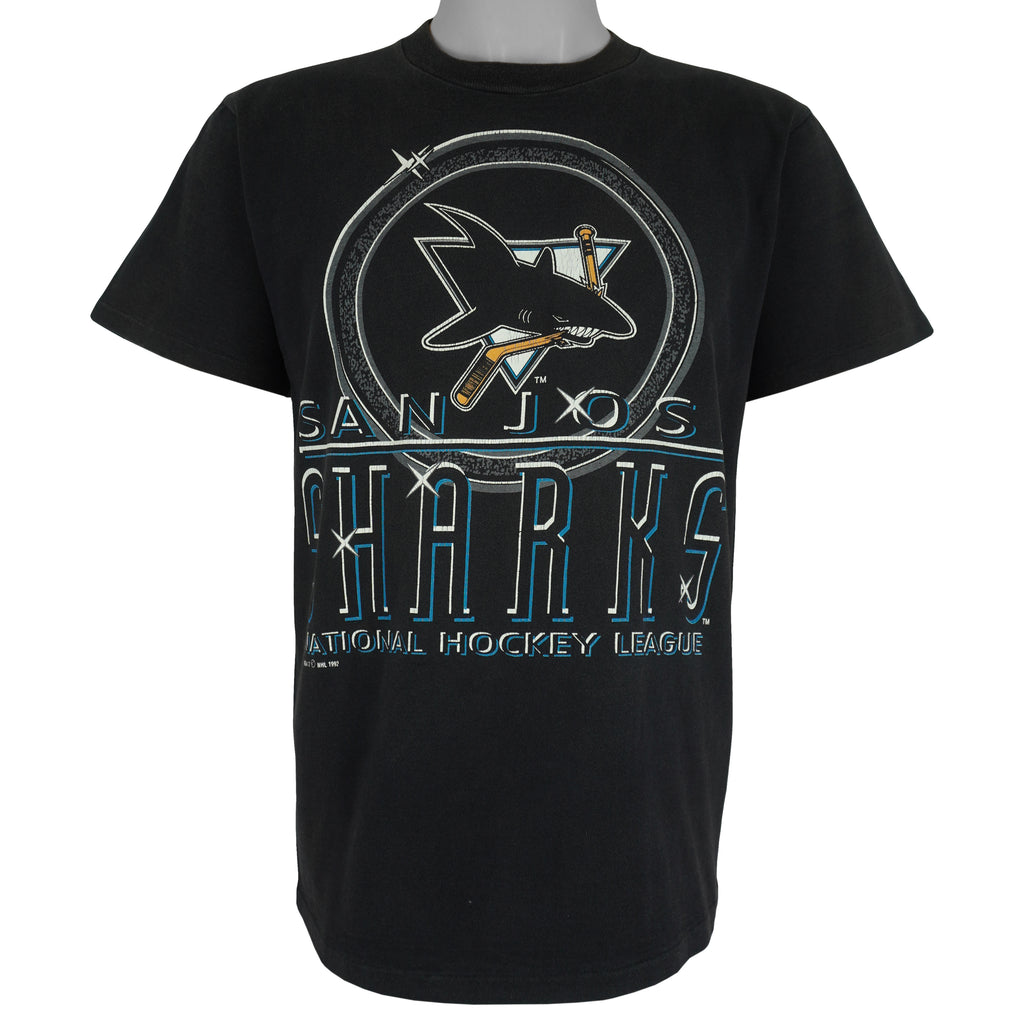 NHL (Logo 7) - San Jose Sharks National Hockey League T-Shirt 1992 Medium Vintage Retro Hockey
