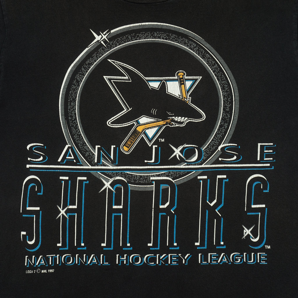 NHL (Logo 7) - San Jose Sharks National Hockey League T-Shirt 1992 Medium Vintage Retro Hockey
