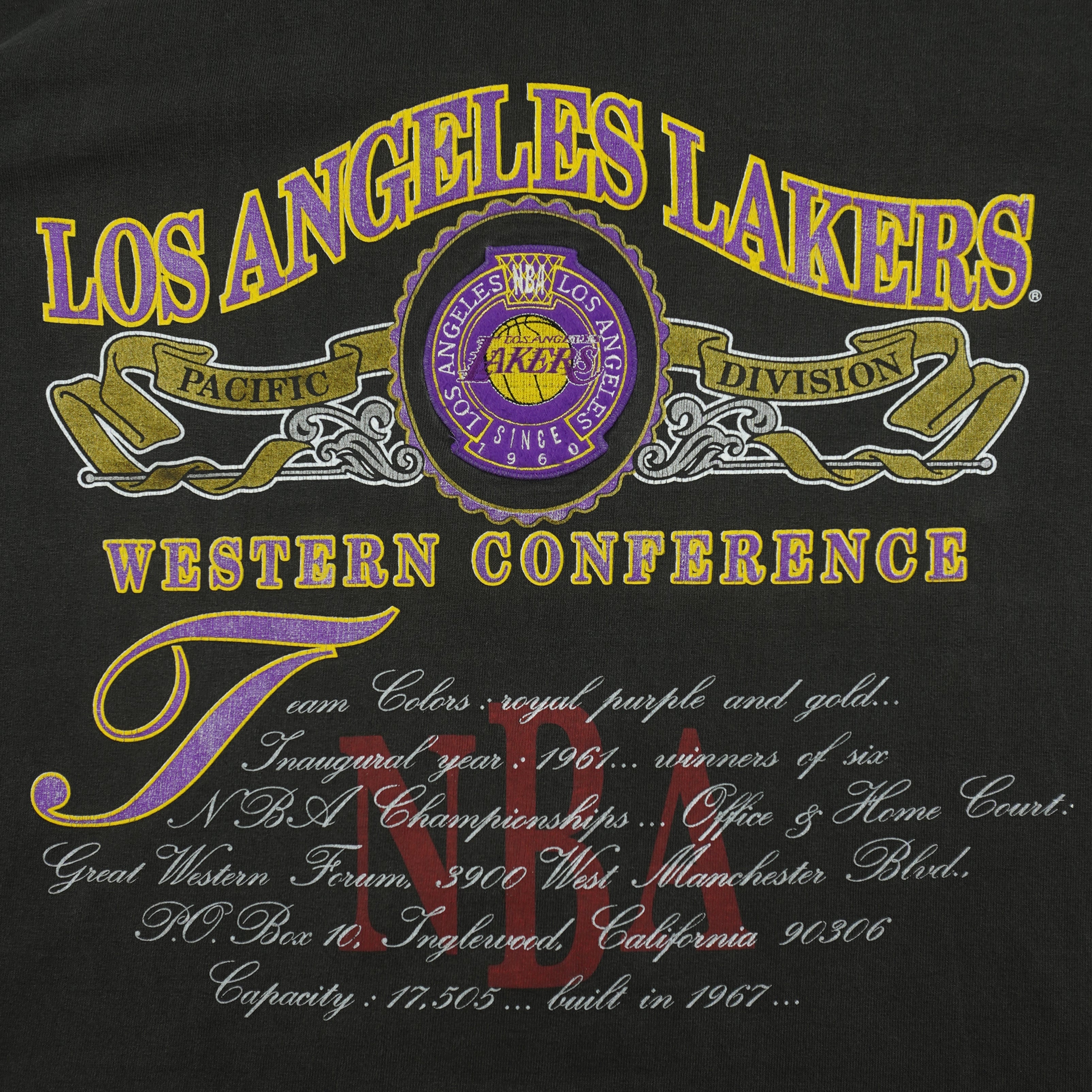 NBA (Nutmeg) - Los Angeles Lakers Western Conference T-Shirt 1990s Large Vintage Retro Basketball