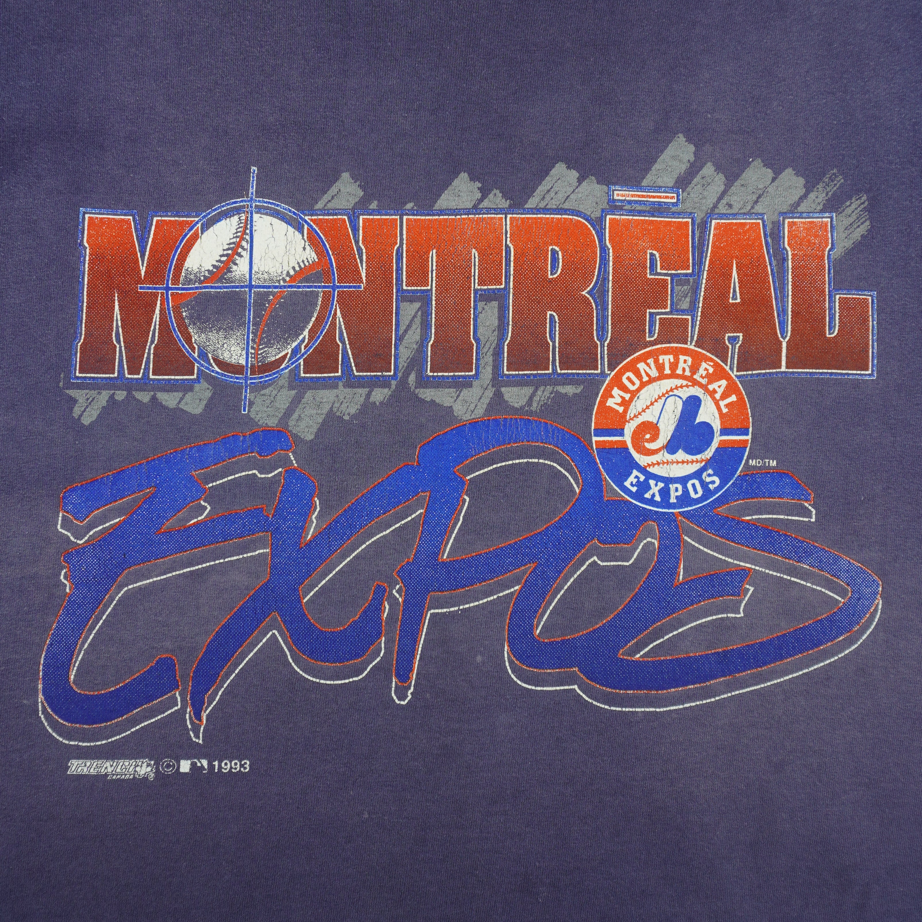 Vintage MLB (Fruit of the Loom) - Montreal Expos T-Shirt 1993 XX-Large in blue