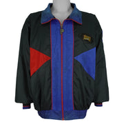 NBA (Pro Player) - Black, Blue & Red Philadelphia 76ers Zip-Up Windbreaker 1990s Large Vintage Retro Basketball