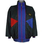 NBA (Pro Player) - Black, Blue & Red Philadelphia 76ers Zip-Up Windbreaker 1990s Large Vintage Retro Basketball