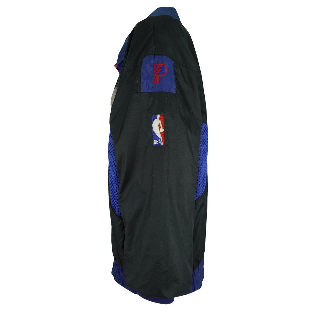 NBA (Pro Player) - Black, Blue & Red Philadelphia 76ers Zip-Up Windbreaker 1990s Large Vintage Retro Basketball