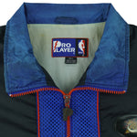 NBA (Pro Player) - Black, Blue & Red Philadelphia 76ers Zip-Up Windbreaker 1990s Large Vintage Retro Basketball