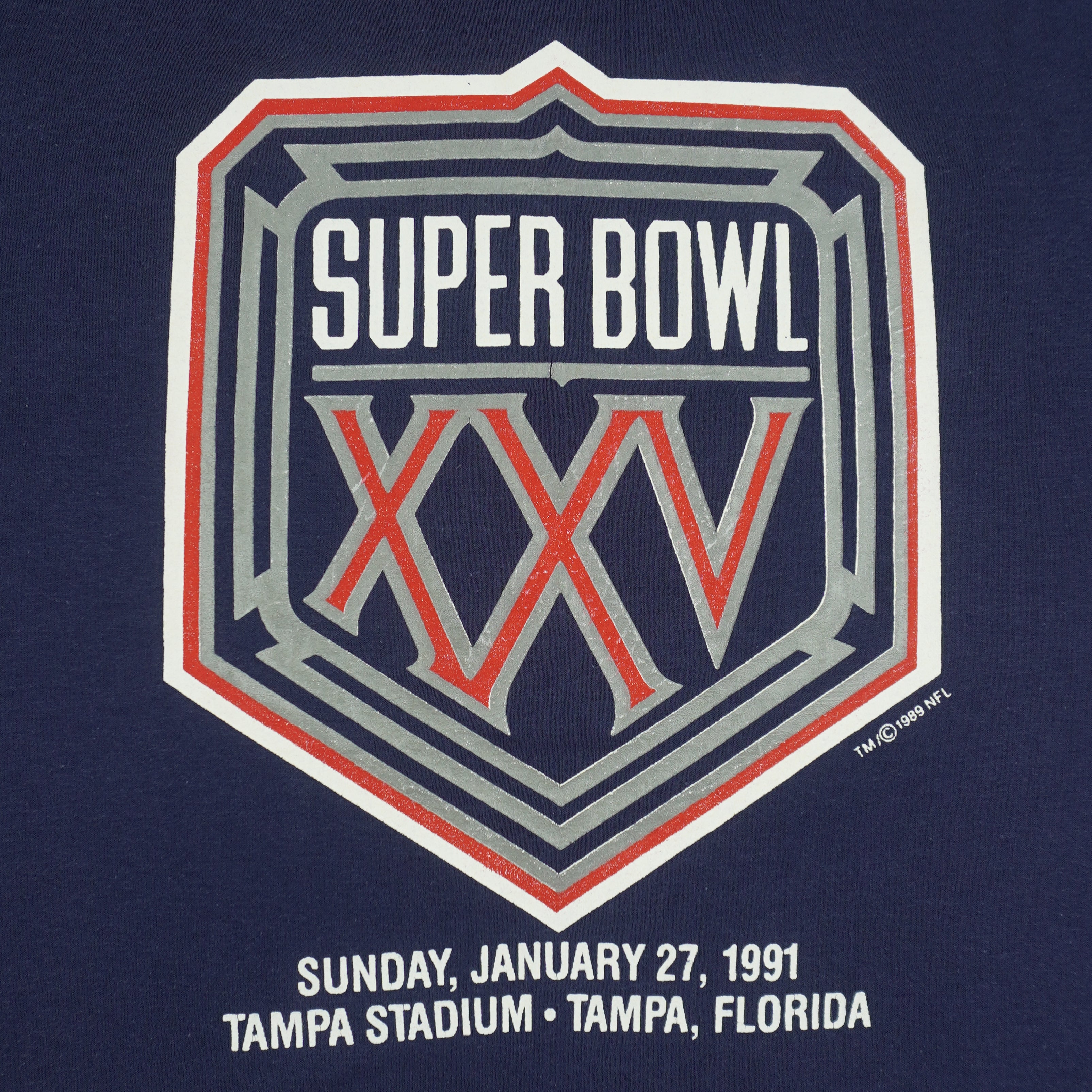NFL (Trench) - Super Bowl XXV Tampa Stadium T-Shirt 1991 X-Large Vintage Retro Football