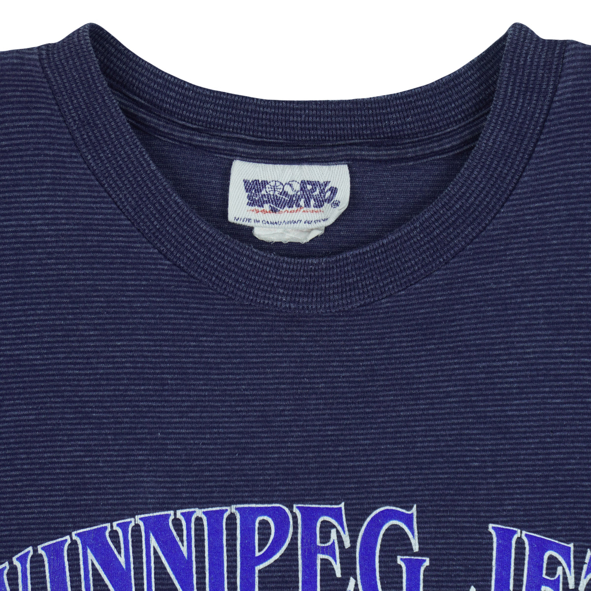 NHL (Woody Sports) - Winnipeg Jets Big Spell-Out T-Shirt 1993 X-Large Vintage Retro Hockey