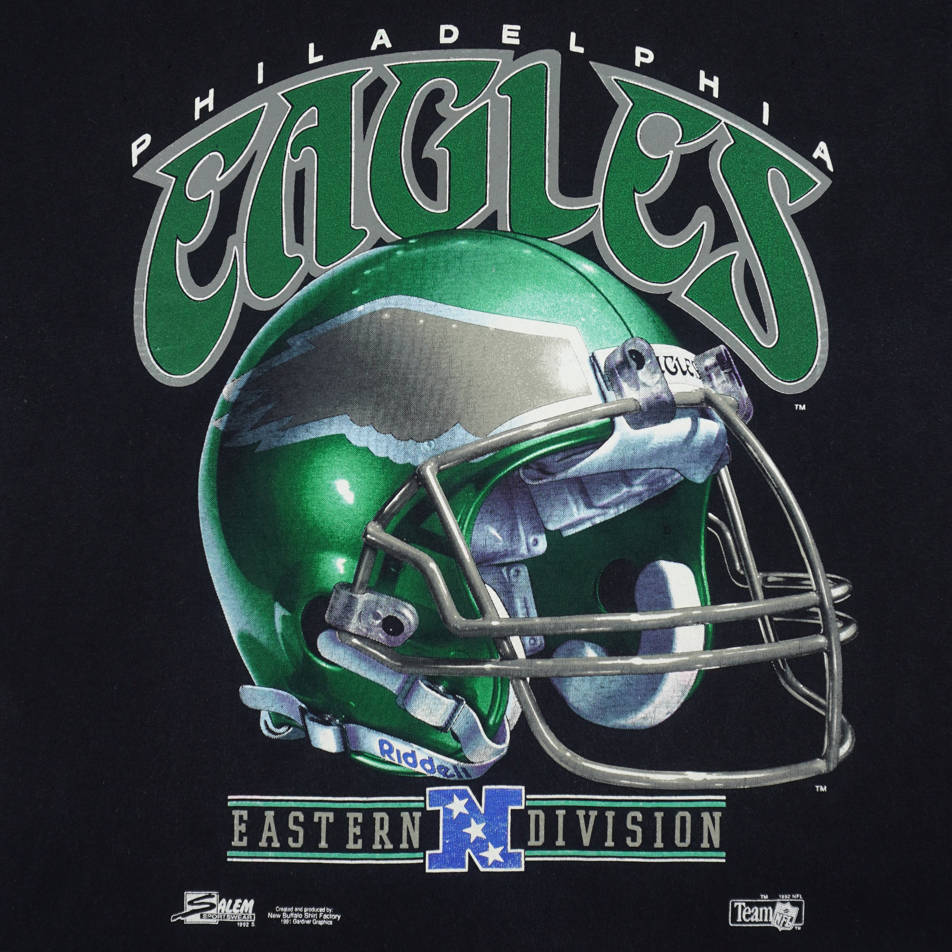 NFL (Salem) - Philadelphia Eagles Helmet Single Stitch T-Shirt 1992 Large Vintage Retro Football