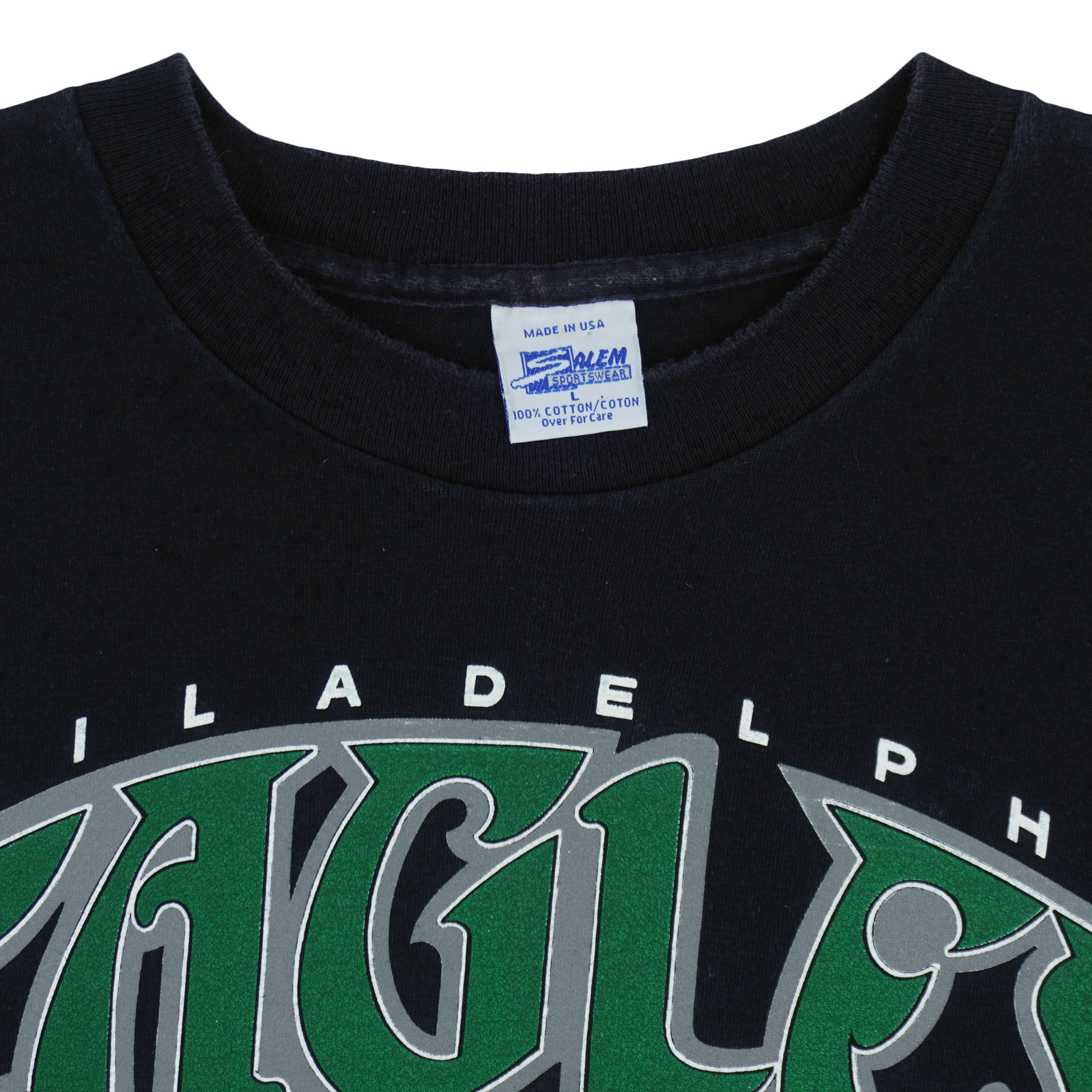 NFL (Salem) - Philadelphia Eagles Helmet Single Stitch T-Shirt 1992 Large Vintage Retro Football