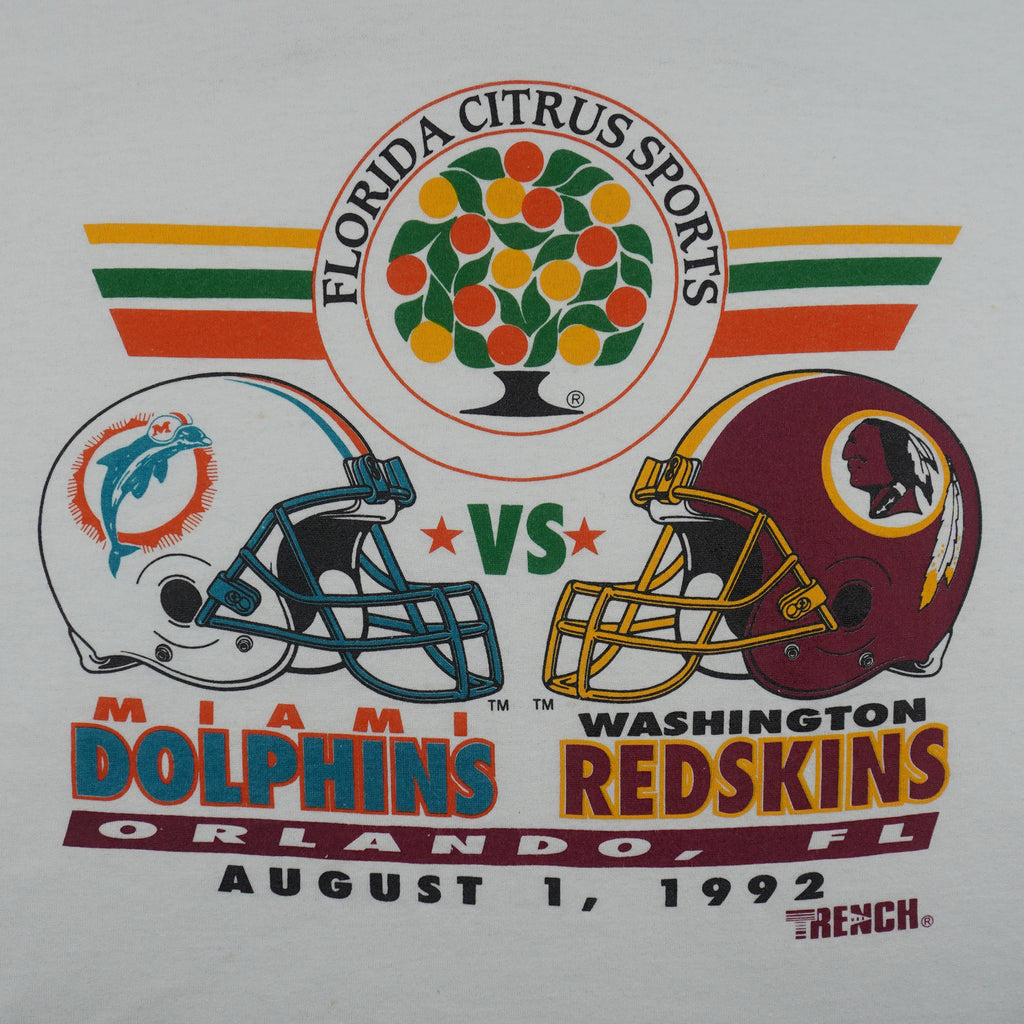 NFL (Trench) - Dolphins Vs Redskins Florida Citrus Sports T-Shirt 1992 Large Vintage Retro Football