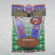 NFL (Hanes) - Chargers Vs 49ers Super Bowl XXIX T-Shirt 1995 X-Large Vintage Retro Football 