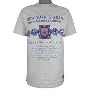 NFL (Nutmeg) - Grey Super Bowl XXV, Giants VS Bills T-Shirt 1990 Large Vintage Retro Football