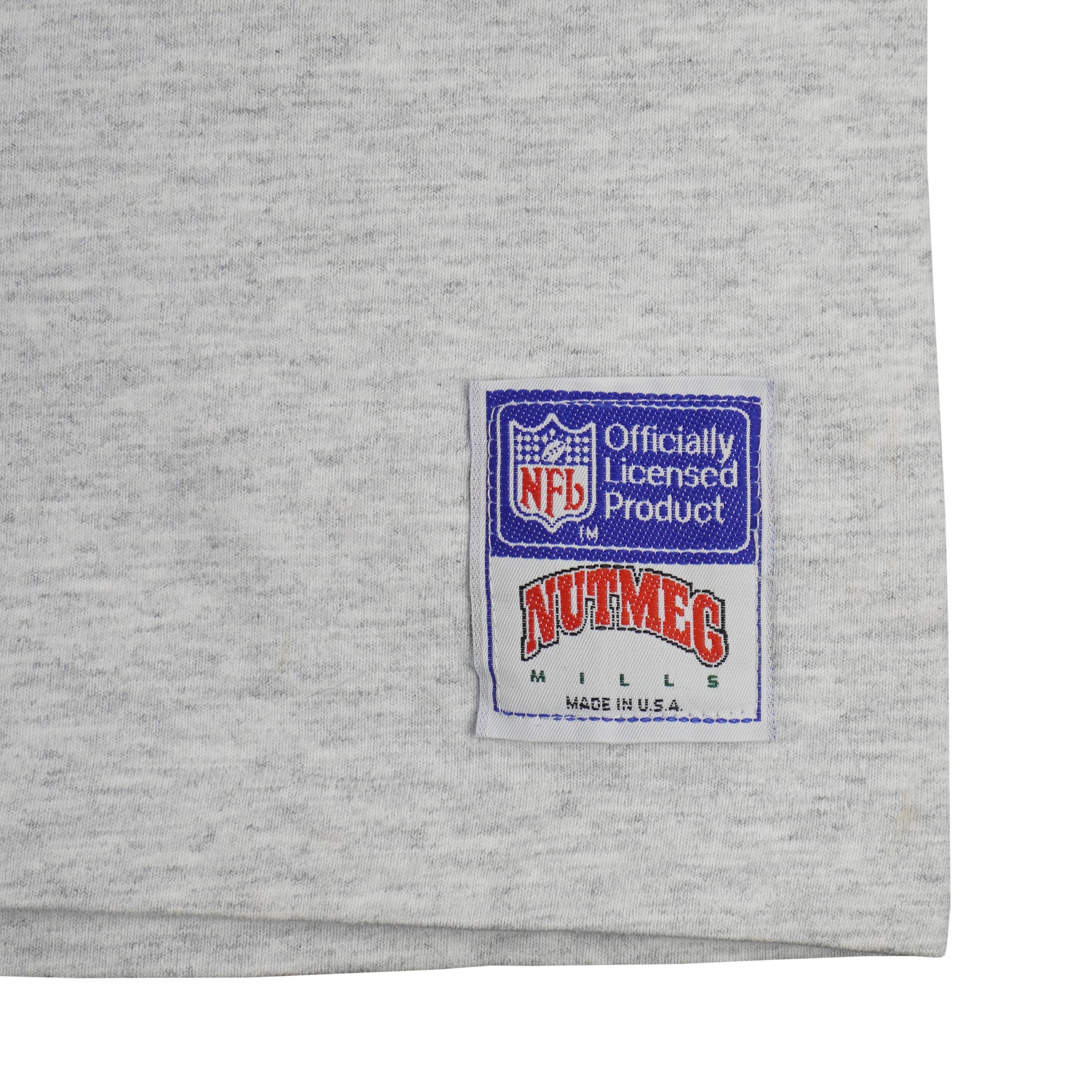 NFL (Nutmeg) - Grey Super Bowl XXV, Giants VS Bills T-Shirt 1990 Large Vintage Retro Football