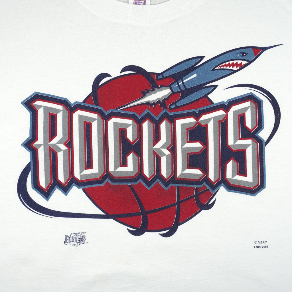 NBA (Logo 7) - Houston Rockets Basketball T-Shirt 1990s Large Vintage Retro Basketball