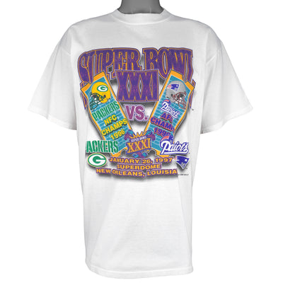 NFL (Logo 7) - Packers VS Patriots Super Bowl XXXI Tickets T-Shirt 1996 X-Large