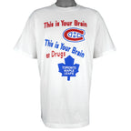 NHL (Sun Flag) - Canadiens Vs. Maple Leafs Brain On Drugs T-Shirt 1990s X-Large Vintage Retro Hockey
