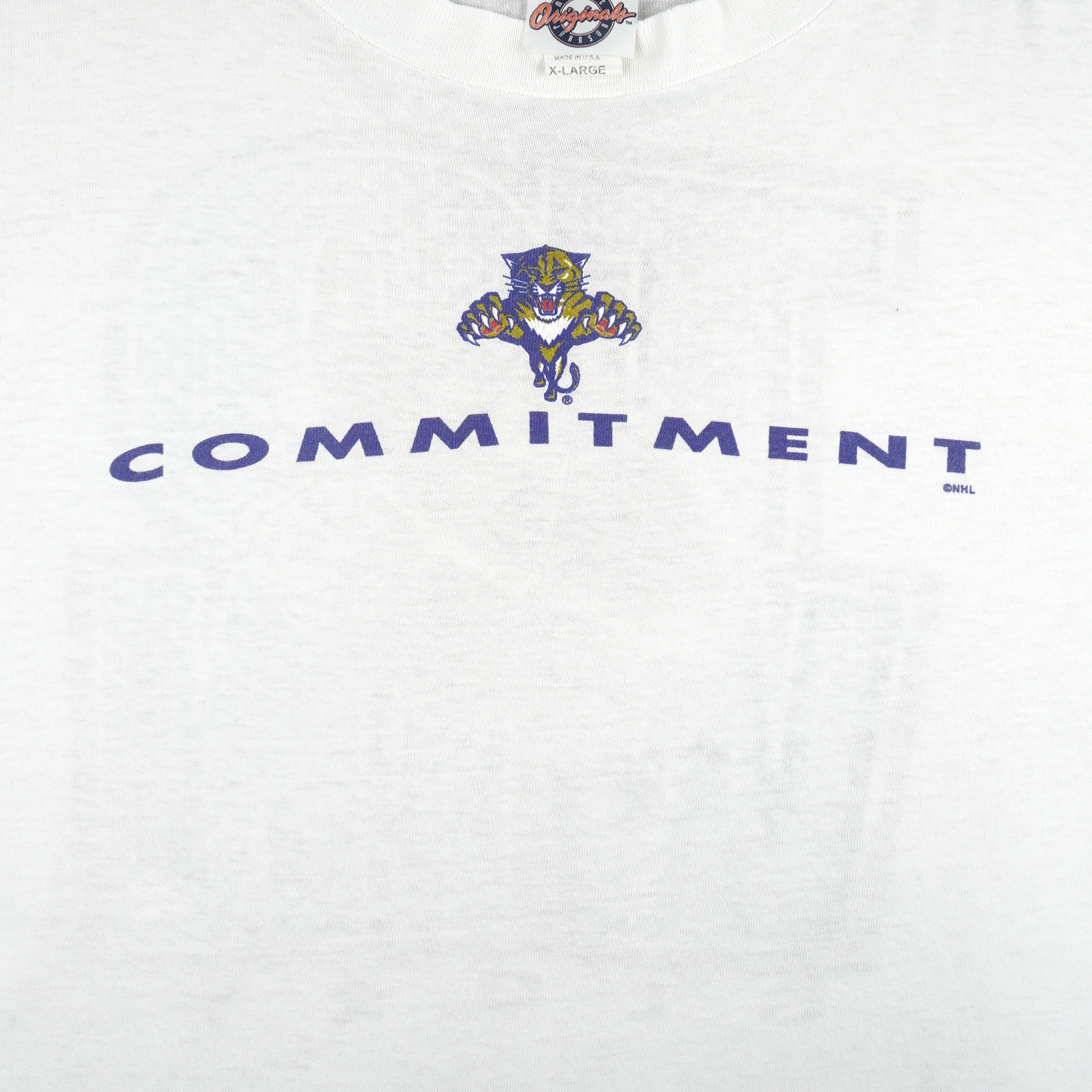 NHL (Magic Johnson) - Florida Panthers Commitment T-Shirt 1990s X-Large Vintage Retro Hockey