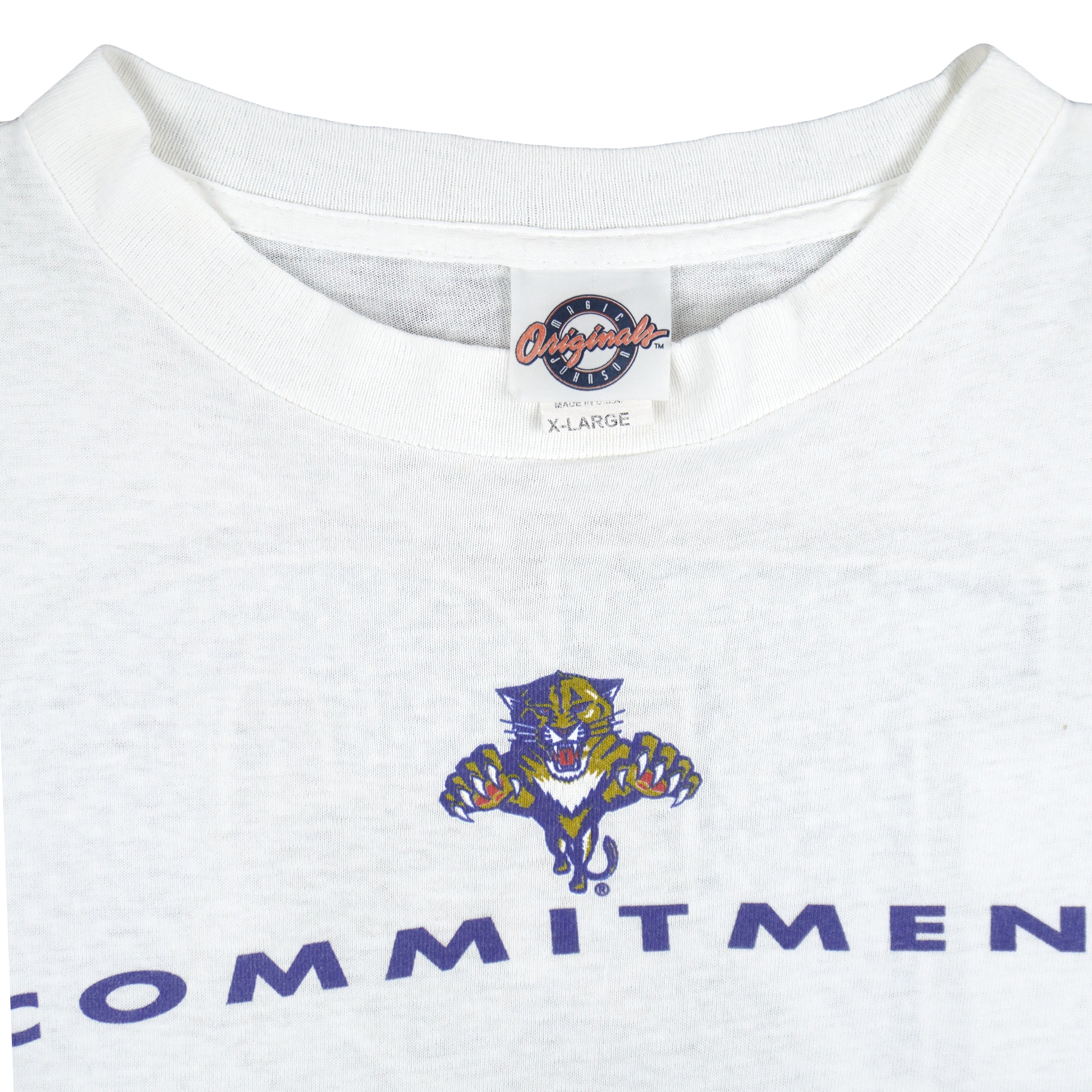 NHL (Magic Johnson) - Florida Panthers Commitment T-Shirt 1990s X-Large Vintage Retro Hockey