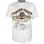 NHL (Nutmeg) - Pittsburgh Penguins, Stanley Cup Profile T-Shirt 1992 Large Vintage Retro Hockey