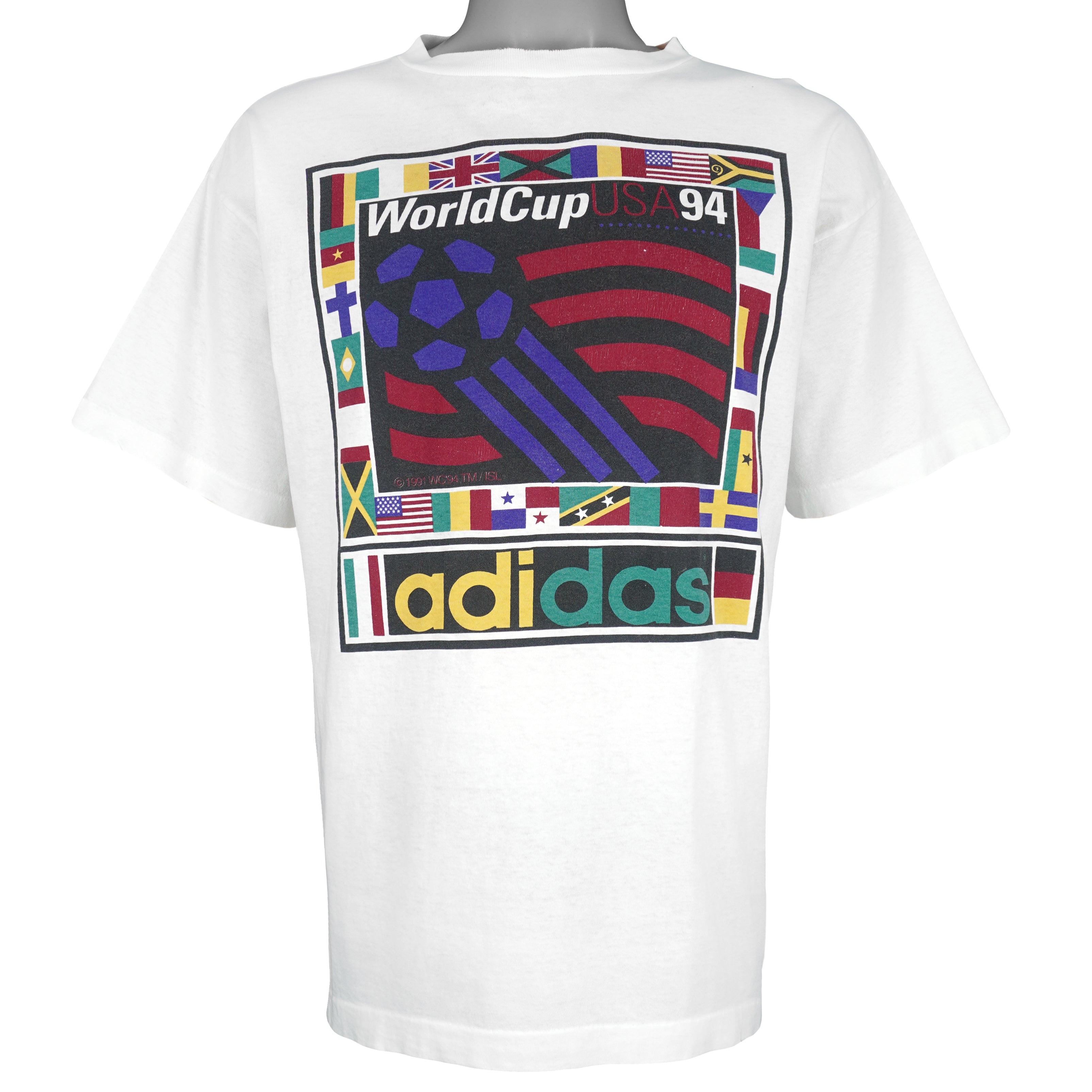 Adidas - World Cup USA Soccer Single Stitch T-Shirt 1994 Large Vintage Retro