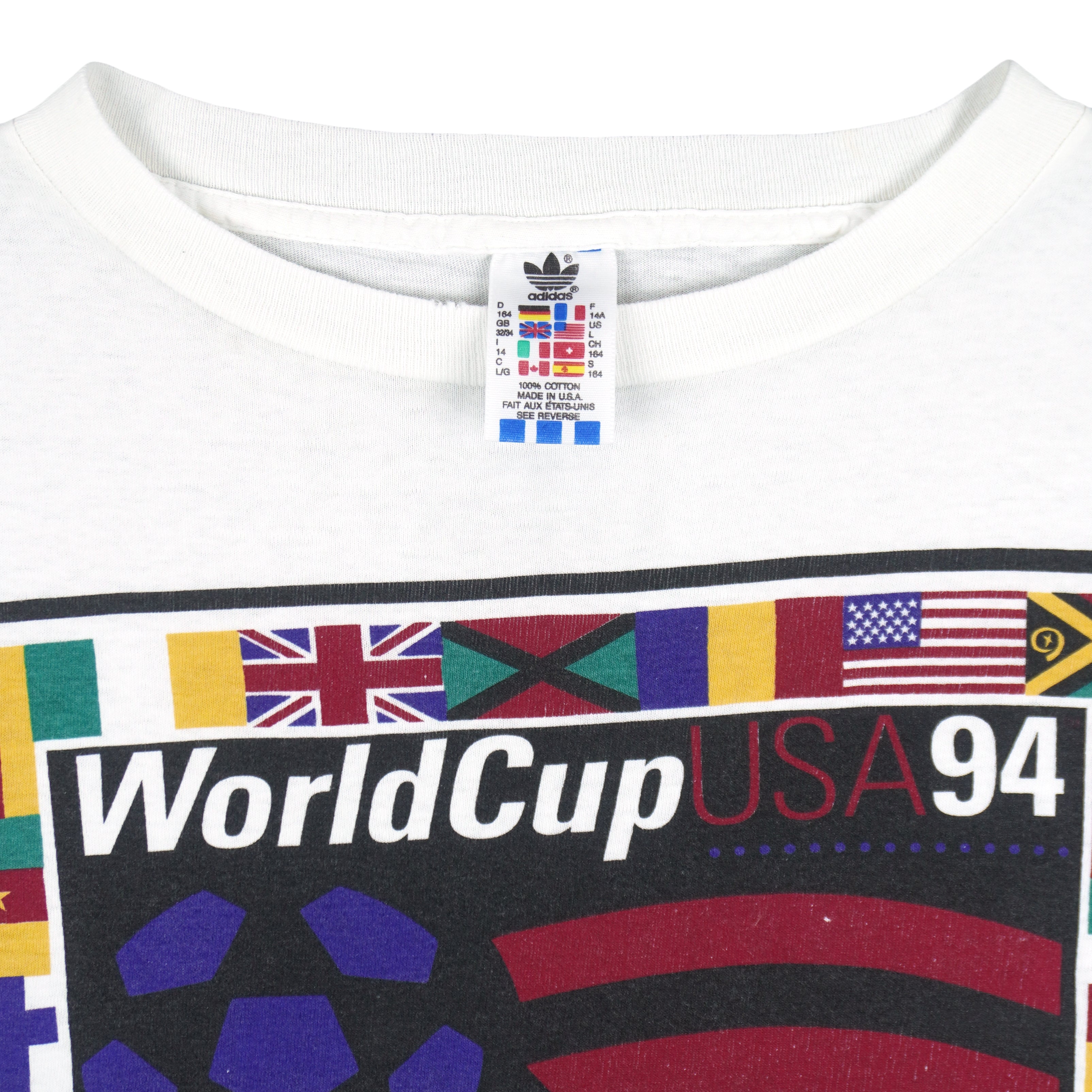 Adidas - World Cup USA Soccer Single Stitch T-Shirt 1994 Large Vintage Retro