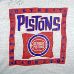 NBA (Nutmeg) - Grey Detroit Pistons Single Stitch T-Shirt 1990s Large Vintage Retro Basketball