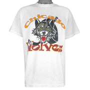 NHL (#1 Apparel) - Chicago Wolves Single Stitch T-Shirt 1990s X-Large Vintage Retro Hockey