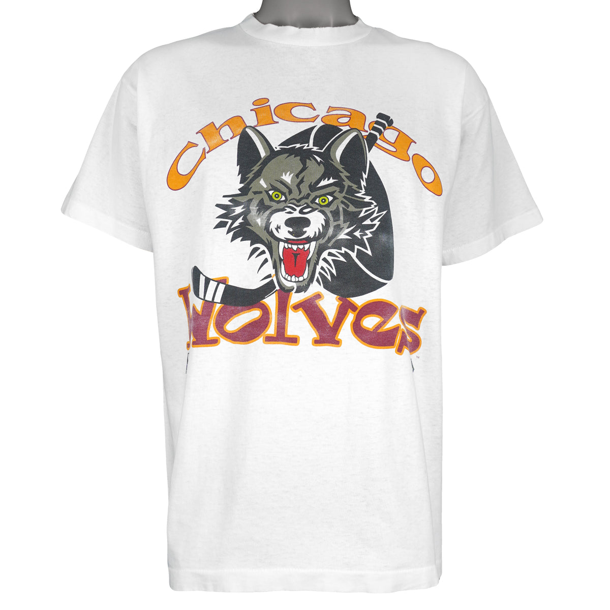 NHL (#1 Apparel) - Chicago Wolves Single Stitch T-Shirt 1990s X-Large Vintage Retro Hockey