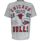 NBA (Miller) - Grey Chicago Bulls Basketball Court T-Shirt 1990s X-Large Vintage Retro Basketball