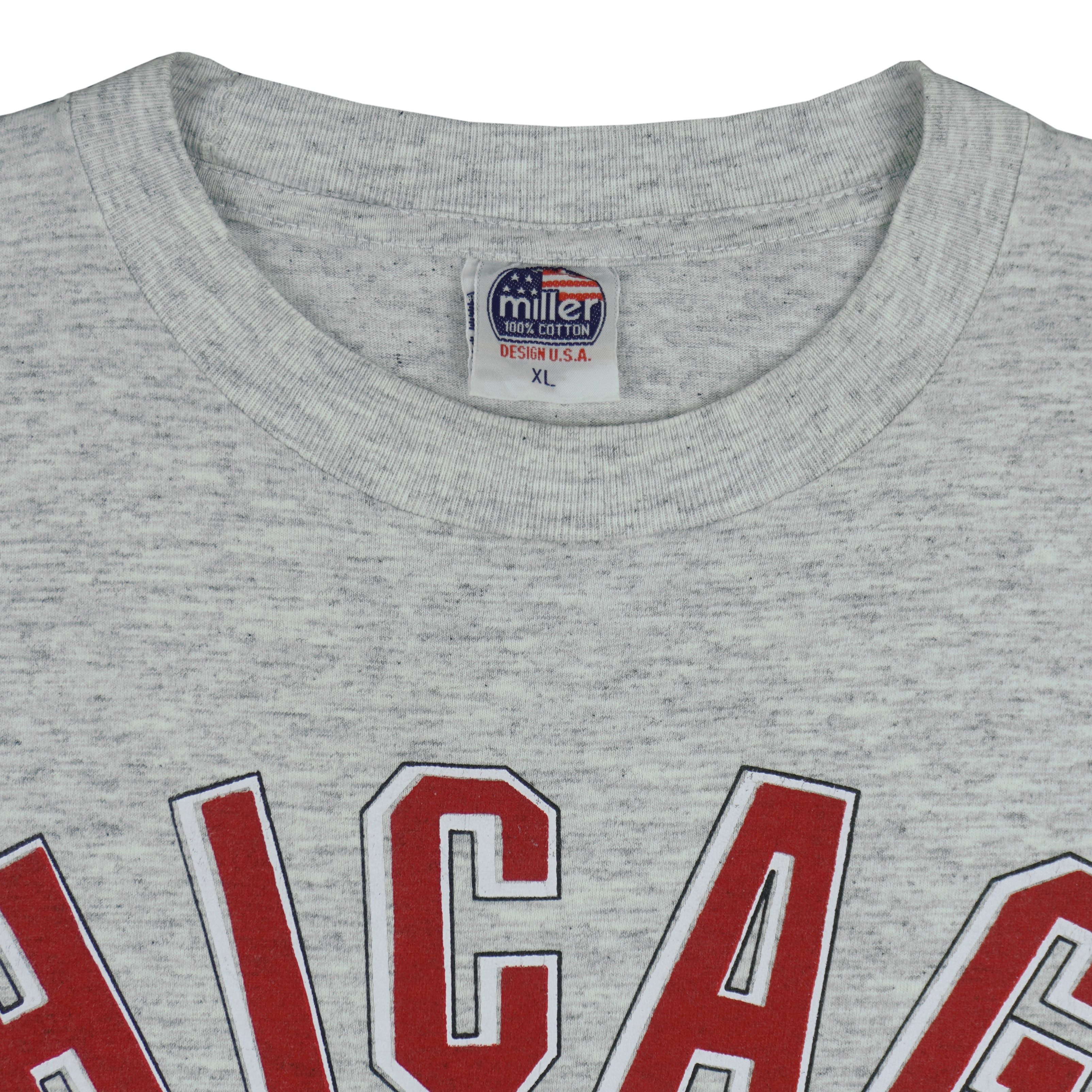 NBA (Miller) - Grey Chicago Bulls Basketball Court T-Shirt 1990s X-Large Vintage Retro Basketball
