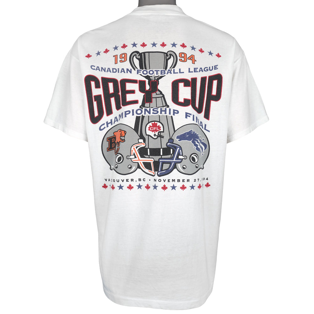 CFL (Oneita) - BC Lions Vs Baltimore Stallions Grey Cup Champions T-Shirt 1994 X-Large Vintage Retro Football