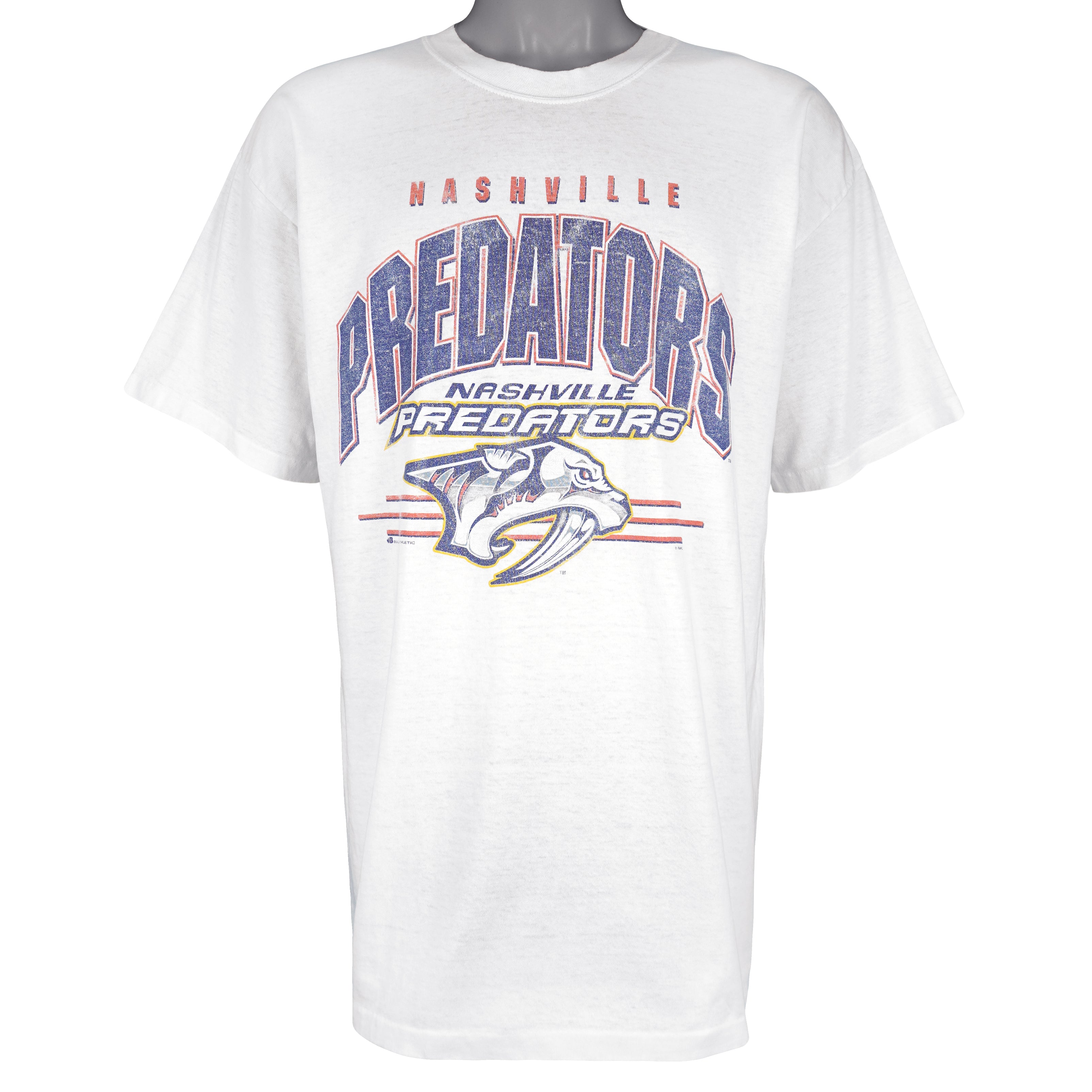 NHL (Bulletin Athletic) - Nashville Predators Spell-Out T-Shirt 1990s OSFA Vintage Retro Hockey