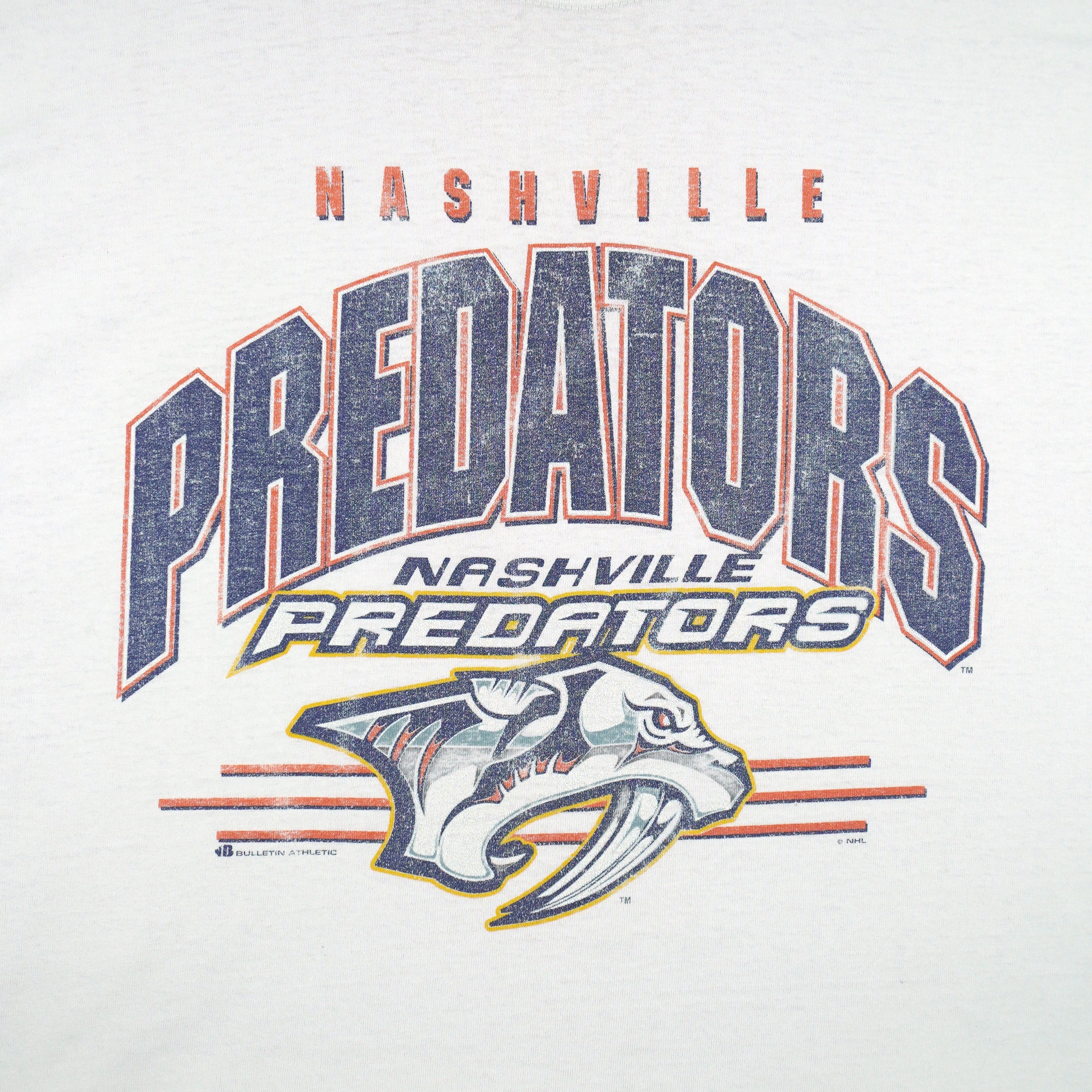 NHL (Bulletin Athletic) - Nashville Predators Spell-Out T-Shirt 1990s OSFA Vintage Retro Hockey