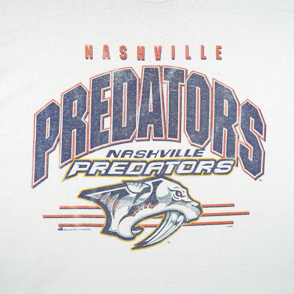 NHL (Bulletin Athletic) - Nashville Predators Spell-Out T-Shirt 1990s OSFA Vintage Retro Hockey