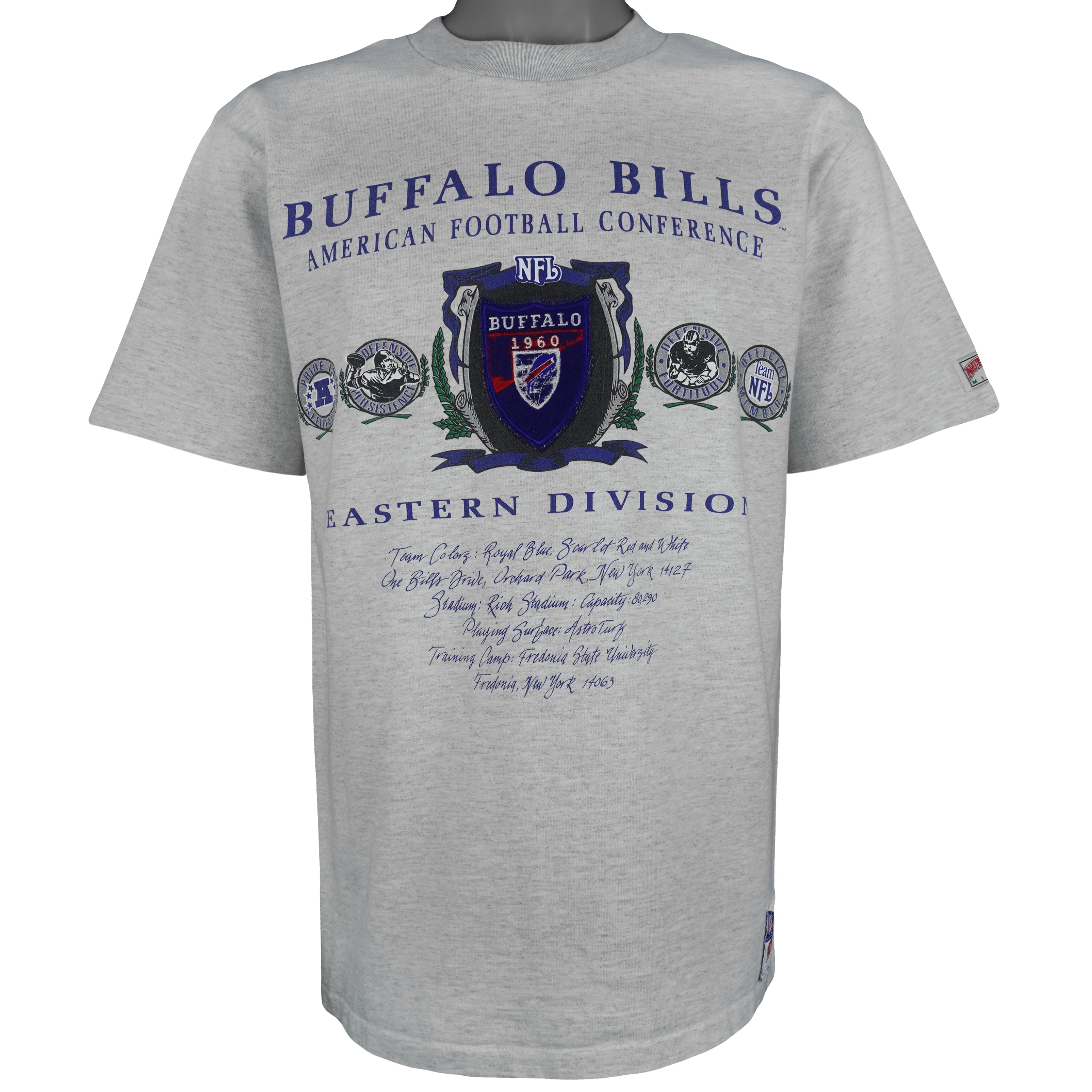 NFL (Nutmeg) - Grey Buffalo Bills Eastern Division T-Shirt 1990s Large Vintage Retro Football