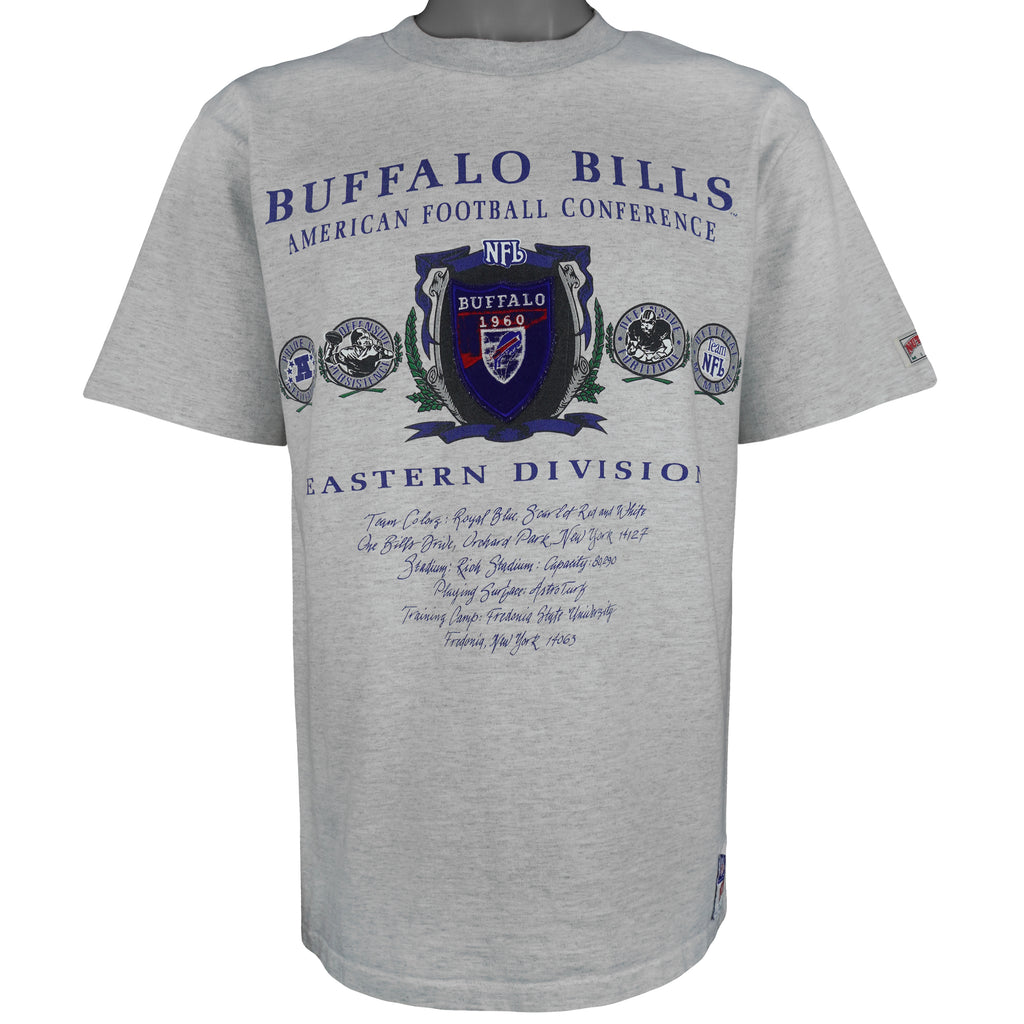 NFL (Nutmeg) - Grey Buffalo Bills Eastern Division T-Shirt 1990s Large Vintage Retro Football
